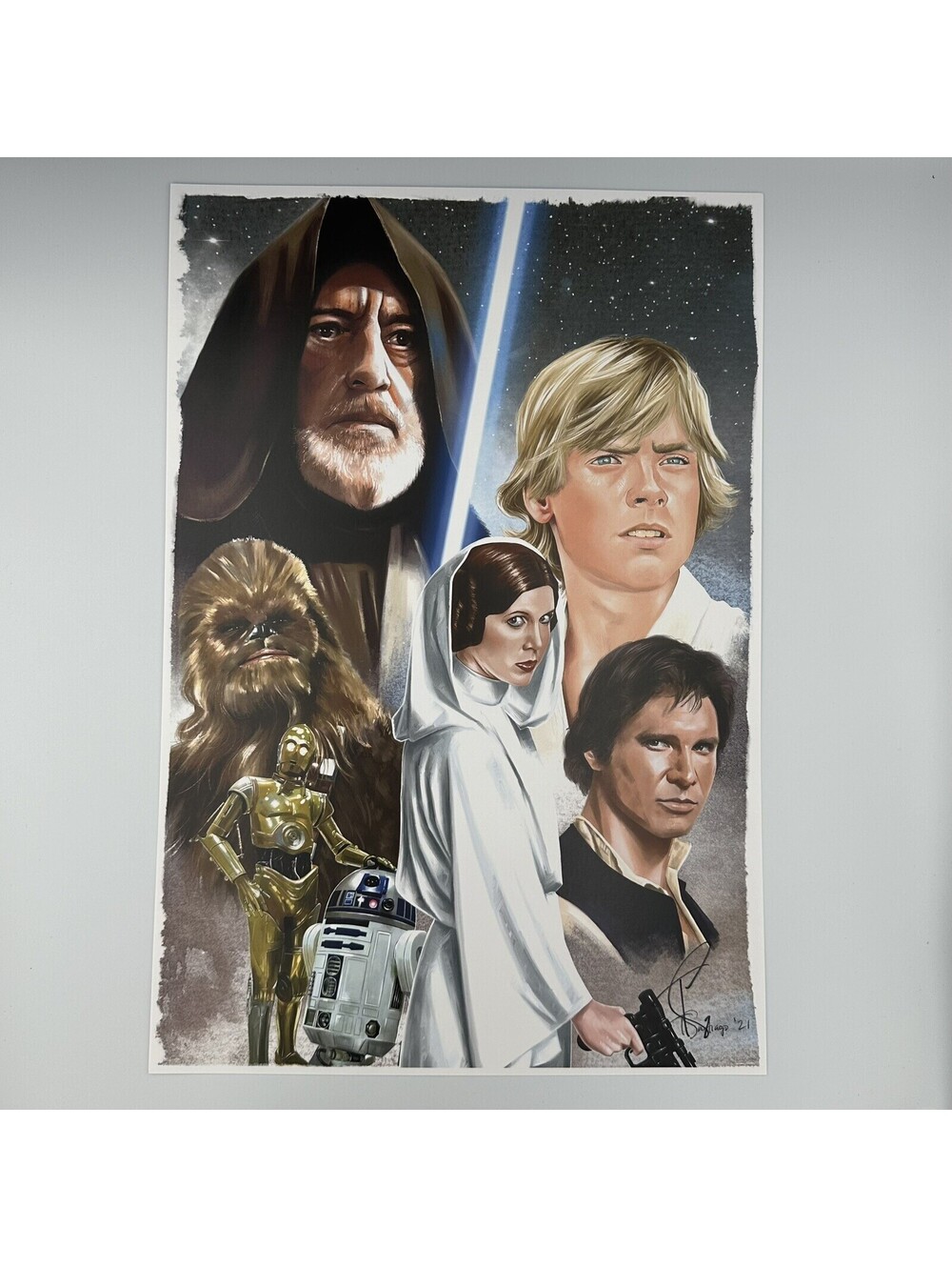 Star Wars A New Hope 13x19 Signed Lithograph by Tony Santiago Pristine COA